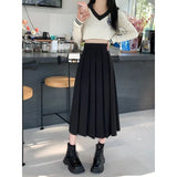 Modest Skirts for Women  Korean Style Long Black Skirt Women's Pleated Skirt Long Skirts for Women Fashion 2023 Dazy  A-LINE