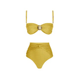 New Aqua blue High Waist Bikini Set Cover Up Swimsuit For Women Push Up Halter Three Pieces Swimwear Beach Bathing Suits