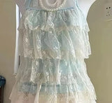 Korean Sexy Lace Patchwork Contrast Color Tank Top Women Halter Bandage Sleeveless Streetwear Tanks Ruffled Grunge Camisole