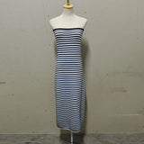 Stripe Cotton Core Spun Yarn Knitted Long Dress Fashion Sexy Slim Strapless Women Dresses Summer Woman Clothing Vestidos