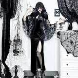 Black Witch Halloween Magical Cloak for Women Gothic  Dark  Sexy  Slightly Sheer Lace Women  Top  Garment.