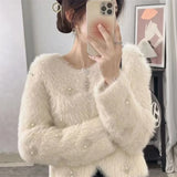 2025 Autumn And Winter heavy industry Women Knitted Cardigan Sweater Coat Imitation mink fur comfortable Female Sweater Jacket