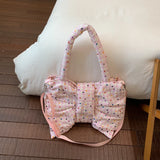 Women's Large Capacity Polka Dot Bow Tote Bag Sweet Cute Daily Crossbody Shoulder Bag New Trend Fashion Handbags and Purses