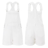 Pbong  Women Denim Bib Overalls Adjustable Straps Shorts Romper with Pocket Casual Rolled Cuff Shortalls