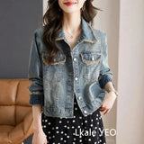 New Spring Summer 2025 Loose Versatile Elegant Women's Denim Coat Casual Temperament Korean Version Female Cowboy Outwear