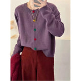 Japanese Sweet and Fresh Round Neck Colorful Button Knitwear Coat Academy Style Western Versatile Sweater Women's Cardigans
