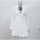 Sexy Fashion Long Sleeve White Short Dress Elegant Chic A-line Chinese Qipao Women Dress 2025 New Spring Summer Woman Clothing