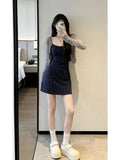 Korean Style Floral Print Open Cardigan Dress Two-Piece Set Unique Design Spring Summer Season Women's Fashion Soft Polyester...
