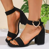 Pbong  Women Chunky Heels Sandals New Leopard Print Summer French Style Back Empty Female Thick Heel Open Toe Women Shoes