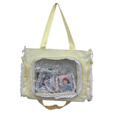 Kawaii Lace Edge Clear Pocket Shoulder Bag Ladies DIY Display Handbag New Trend Fashion Luxury Female Tote Bags