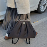 Pbong  Women Retro Pleated Hobo Shoulder Bag Large Capacity Crossbody Bags Kiss-Lock Clip Bag Vintage Handbag Fashion Daily Backpack