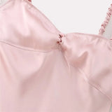 Satin Solid Color Pink Sweet Casual Long Dress Backless Sexy Sleeveless Slim Women Summer Dress Female Clothing 2025 New