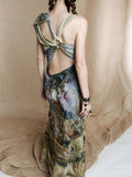 Renaissance Oil Painting Long Luxury Dresses 2025 Vintage Sleeveless Backless A Line Evening Maxi Dress Woman Clothing