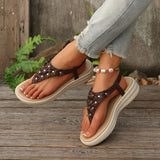 Pbong  New Summer Fashion Comfortable Lightweight Sexy Fashion Slippers Round Toe Clip-toe Beach Large Size Flat Sandals for Women