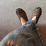 Pbong  Fashion Crystal Women Ballet Flats Mesh Dance Flat Shoes Casual Driving Walking Loafers Espadrilles Ladies Slip-on Lazy Shoes