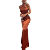 Pbong  Women Long Dress Cross Halter Backless Ball Gown Cocktail Party Evening Dresses Sleeveless Summer Dress