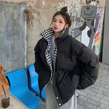 New Winter Down Cotton Jacket Women Zipper Loose Padded Coat Female Solid Thickening Warm Puffer Parkas Jackets Black White