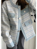 Fall Women Sweet Tweed Jacket Vintage Casual Long Sleeve Elegant Coat French Cute O Neck Women Fall Winter Retro Tops New