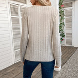Autumn T-Shirts 2025 Women's Casual Plain Screw Thread Long Sleeve Round-Neck Daily Basic T-Shirts