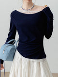 New French High Street Sexy Off The Shoulder T Shirts Fairy Patchwork Lace Simple Female Clothing Office Lady American Tees