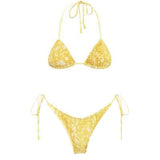 Sexy Micro Bikini Side Tie Thong Two-Piece Swimwear Halter Swimming Suit For Women Floral Print Biquini Ladies Bathing Suit