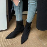 New Women Sock Ankle Boots Fashion Black Slip On Ladies Elegant Dress Short Boot Thin High Heel Dress Chelsea Shoes