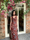 Designer Insect Floral Cowls Sleeveless Long Dress For Women 2024 Summer A Line Bodycon Midi Dress New Collection