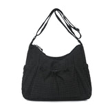 Olive Green Gingham Plaid Nylon Hobo Bags For Women Large Capacity Drawstring Shoulder Bags Lightweight Daypack for School Bags