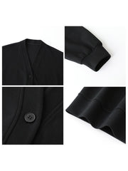 Korean Autumn Winter Women's Sports Coat Casual Loose V-neck Sweatshirt for Women Thick Warm Tops Office Lady Female
