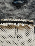 Pbong  Women Frill Trim Polka Dot Print Contrast Lace Strapless Mini Dress