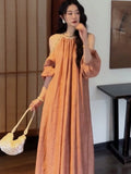 Women's Elegant Vintage Style Dress Autumn French Sequin Crew Neck Party Evening Dress Fashionable Casual Style 2025 New