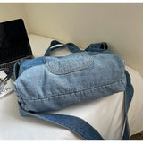 Pbong  Korean Canvas Shoulder Crossbody Women's Bag Denim Fashion Girl Students Messenger Book Bag for Woman New in Large Handbags  black bag tote bag