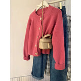 Spring Autumn 2025 Vintage Versatile Lazy Women Cardigan Sweater Coat  Loose Korean Version Female Knitted Sweater Jacket