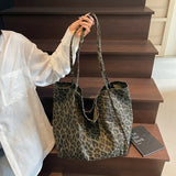 Pbong  Leopard Large Shoulder Shopper Bag for Women High Quality Lady Crossbody Tote Bags Korean Fashion Luxury Designer Female Handbag