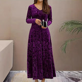 Pbong  Plus Size Fashionable Velvet Long Sleeve Dress Women's Elegant Slimming Spring Autumn New Style 3D Pressed Flower Large Size ...