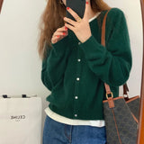 Sweater Cardigan Women Single Breasted Long Sleeve Elegant Vintage Jumper Solid Wool Knitted Autumn Winter Outwear X452