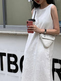 Pbong  Laid-ba Sle Women's Vest Dr Unique Design Long Summer Faion Item Ele Skirt Trendy Gown Lazy Chic Dr
