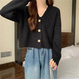 Button Down V-neck Cardigan Sweater Women Cocoon Single Breasted Knitted Jacket Ladies Fall Winter 2025 Casual Cosy Outfit