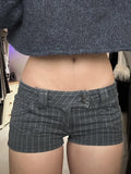 Pbong  Harajuku Striped Buttons Micro Denim Shorts Women Summer Low Waist With Pockets Bottoms Hottie's Slimming Mini Pants