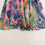 Fashion Bohemia Women Dress New V-neck Elastic Waist Fashion Summer Slip Dress Aesthetic Retro A-line Print Short Dress