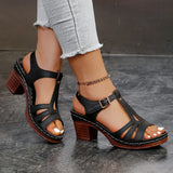 Pbong  New Sandals Summer Fashion and Lightweight Peep Toe Hihg Heels Woman Ankle Strap Casual Gladiator Sandals Plus Size 36-43