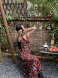 Designer Insect Floral Cowls Sleeveless Long Dress For Women 2024 Summer A Line Bodycon Midi Dress New Collection