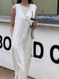 Pbong  Laid-ba Sle Women's Vest Dr Unique Design Long Summer Faion Item Ele Skirt Trendy Gown Lazy Chic Dr