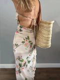Backless Sexy Fashion Long Dress Floral Print Casual Women Long Dress 2025 New Vacation Beach Summer Slip Dresses Vestidos