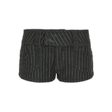 Pbong  Harajuku Striped Buttons Micro Denim Shorts Women Summer Low Waist With Pockets Bottoms Hottie's Slimming Mini Pants
