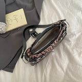 Women's Leopard Print Faux Shoulder Bag Metal Rivet Decor Adjustable Strap Casual Daily Crossbody Underarm Handbag