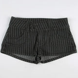 Pbong  Harajuku Striped Buttons Micro Denim Shorts Women Summer Low Waist With Pockets Bottoms Hottie's Slimming Mini Pants