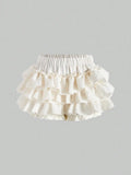 Pbong  Kawaii Women's Cute Fashion Multi-Layer Ruffle Skirt Pants, Suitable For Gatherings, Birthdays And Occasions