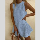 Pbong  Casual White Lace Mini Dress Women Summer Fashion Sleeveless Loose Chic Short Party Vacation Dresses Elegant Vestidos