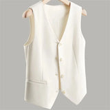 Women's Vest Coat 2025 Spring Autumn High-end Sleeveless Ladies Suit Vest Jacket Temperament Fashion Lady Blazer Horse Clip